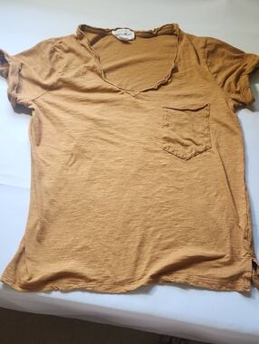 For The Republic Mustard V-Neck Pocket Tee